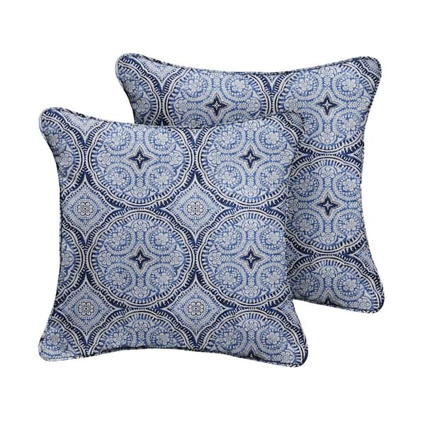 SORRA HOME Blue Outdoor Corded Throw Pillows (2-Pack)