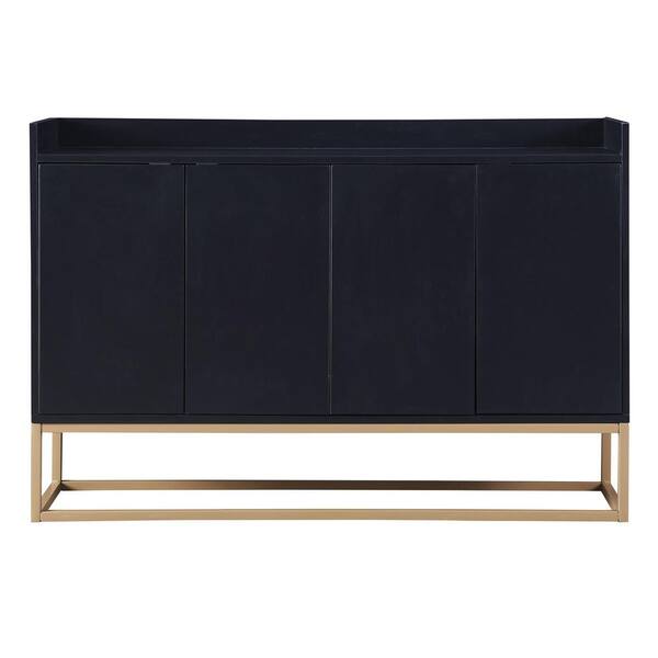 Black Wood Pantry Organizer Sideboard Cabinet with Large Storage Space ...