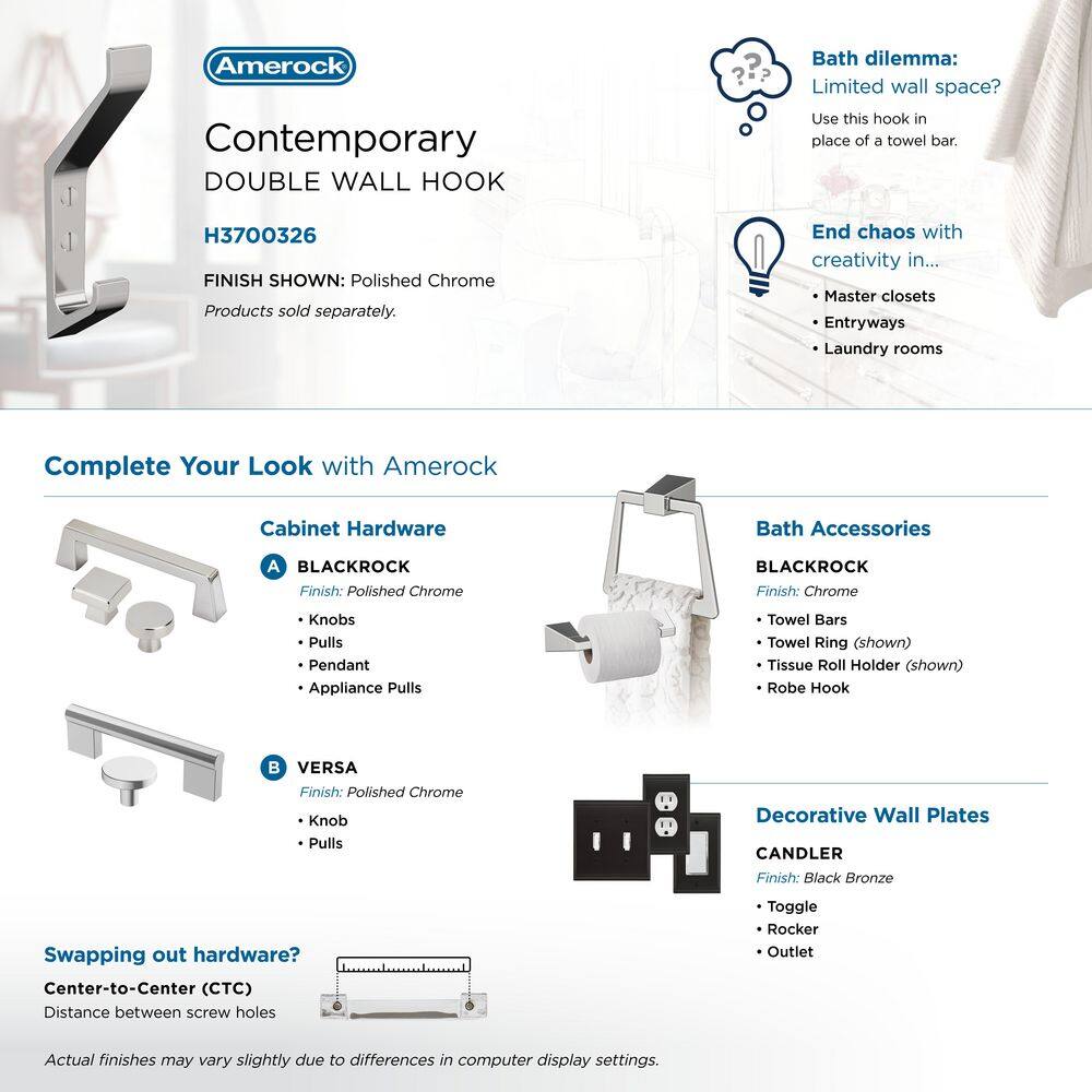 Polished Chrome Double Prong Decorative Wall Hook