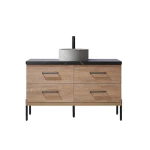 Trento 48 in. W x 21.7 in. D x 35.8 in. H Single Concrete(R) Sink Bath Vanity in North Oak with Black Sintered Top