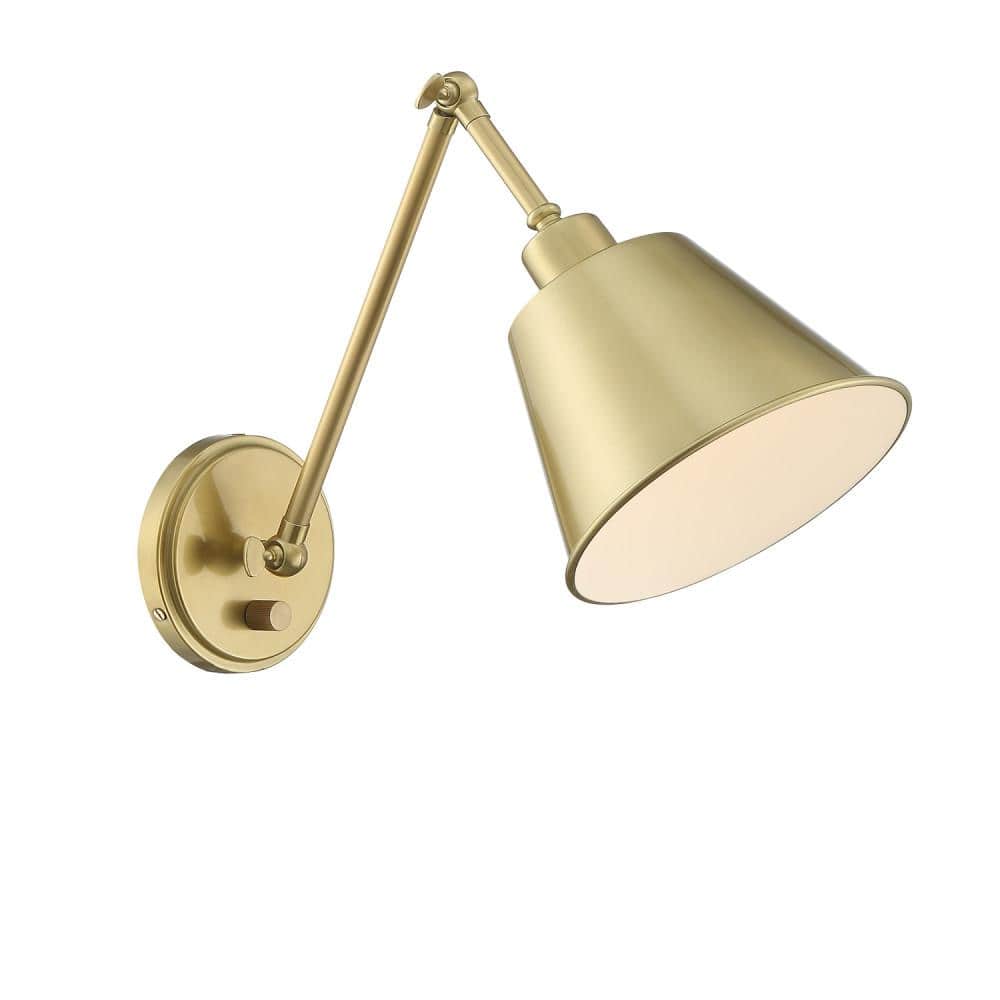 Aged Brass Adjustable Arm Dimmable Wall Sconce