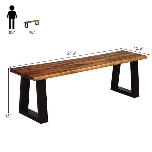 57.5 in. Solid Acacia Wood Teak Outdoor Backless Bench