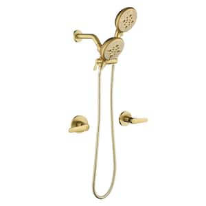 Double Handle 5-Spray Shower Faucet 1.8 GPM with High Pressure in Brushed Gold (Valve Included)