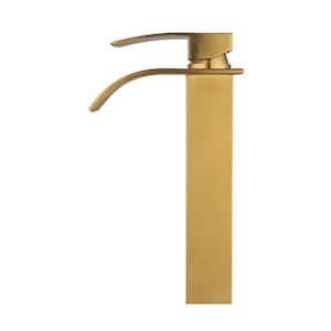 Raina Single-Handle Single-Hole Vessel Bathroom Faucet in Brushed Gold
