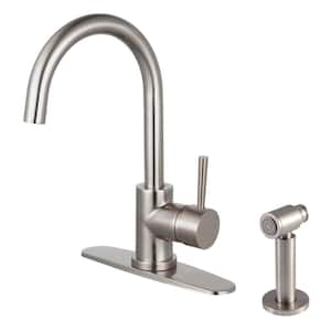 Concord Single-Handle Standard Kitchen Faucet and Brass Sprayer in Brushed Nickel