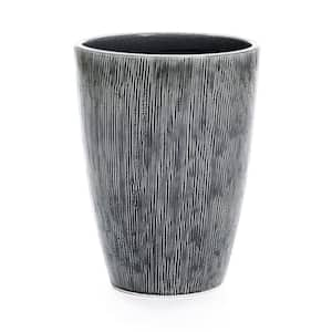 17 in. Sea Gray Ripples Ceramic Floor Planter