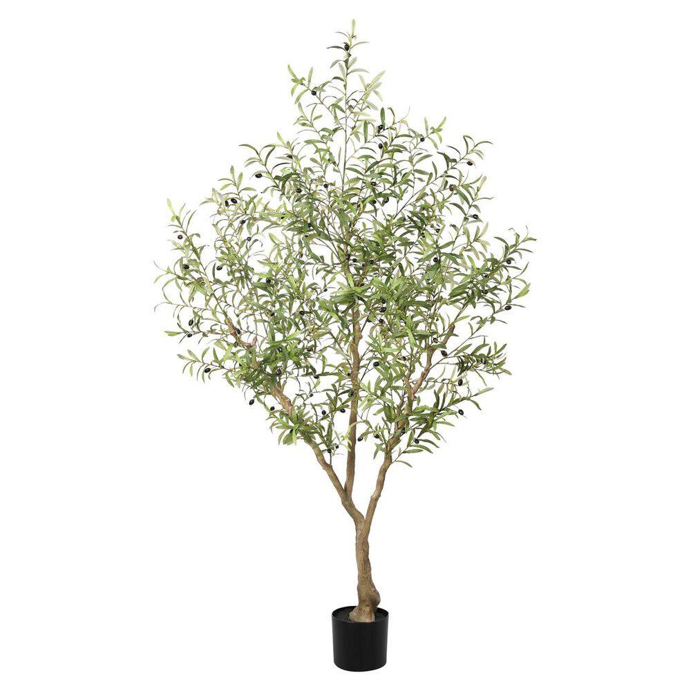 7 ft. Artificial Olive Tree with Lifelike Dark Purple Olives and Dense Foliage in Pot for Home Office Decor price history on PriceWatchPro
