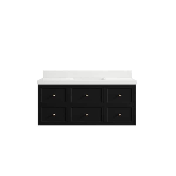 Willow Collections Roswell 48 in. Single Sink Freestanding Black Bath Vanity with White Qt. Top Unassembled