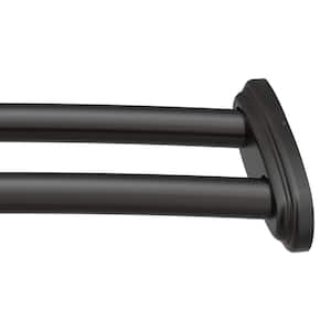 60 in. Stainless Steel Adjustable Double Curved Shower Rod in Matte Black