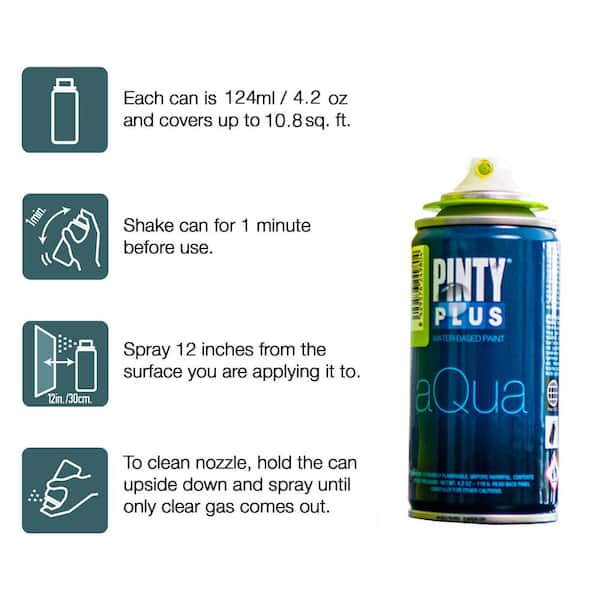 Pintyplus Aqua Spray Paint - Juego de 8 latas de pintura en aerosol a base  de agua de 4.2 onzas. Acabado ultra mate. Perfecto para artes y