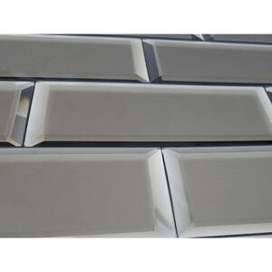 Reflections Frosted Gold Beveled Subway 4 in. x 12 in. Matte Glass Mirror Wall Tile (1 sq. ft.)