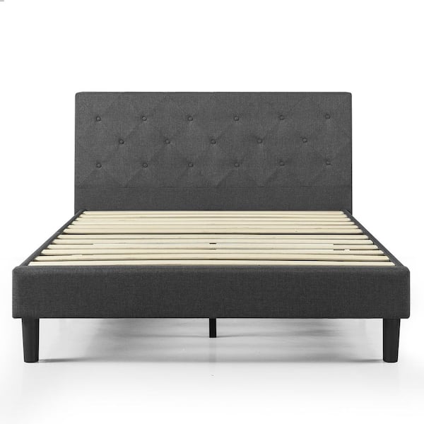Zinus Shalini Dark Grey Upholstered Full Platform Bed Frame