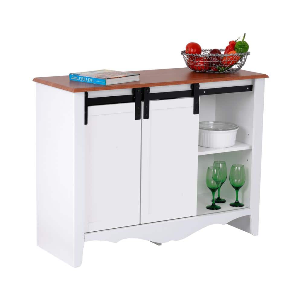 White Pine Barn Door Buffet with Sliding Doors and Drawers