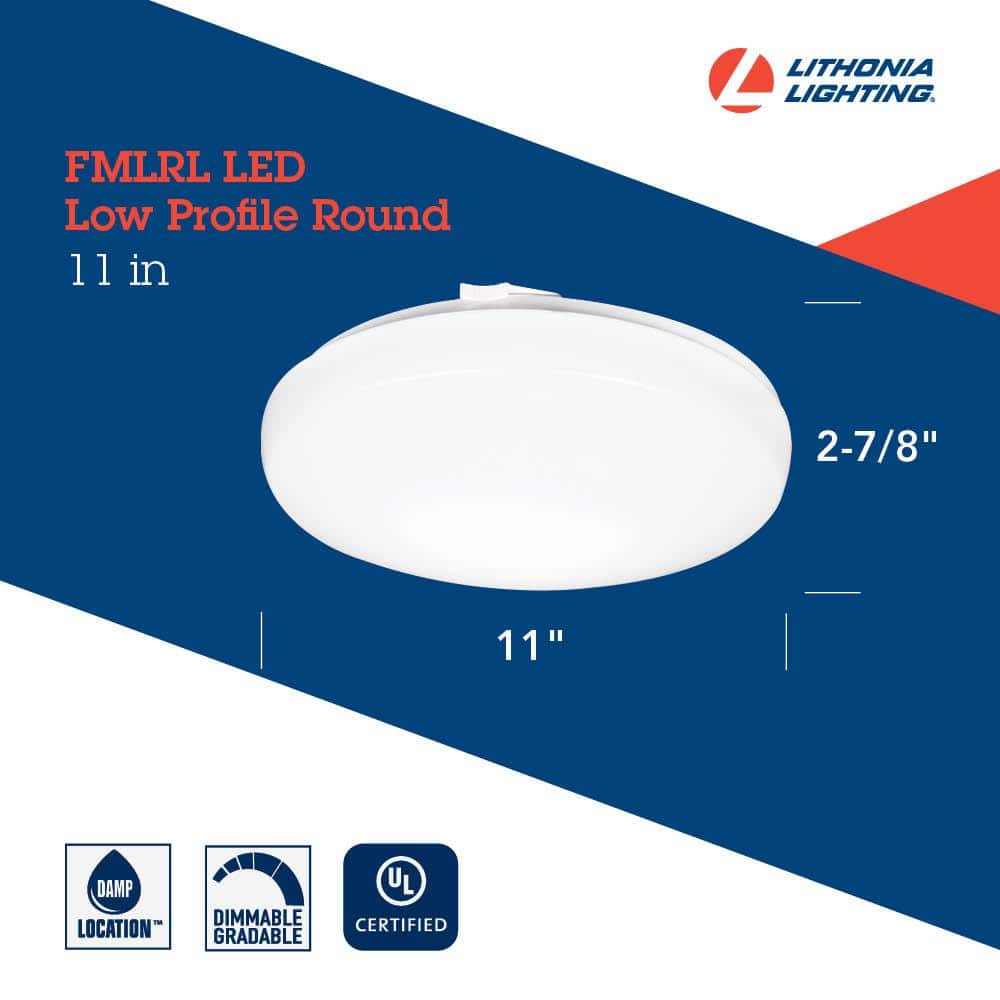 White 11-Inch Round LED Flush Mount Light