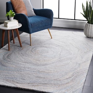 Abstract Beige/Blue 6 ft. x 6 ft. Floral Eclectic Square Area Rug
