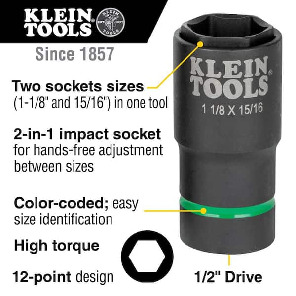 1-1/8 in. and 15/16 in. 2-in-1 Impact Socket, 6-Point