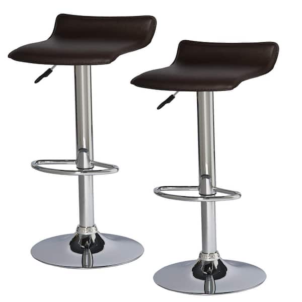 Leick Home 34 in. Deep Brown Adjustable Height Swivel Bar Stool (Set of 2)
