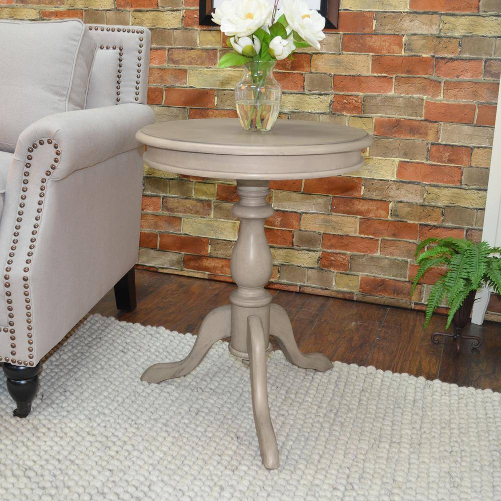 Weathered Gray Round Wood Accent Table