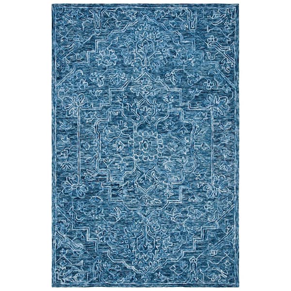 Metro Blue 10 ft. x 14 ft. Ornate Floral Medallion Area Rug