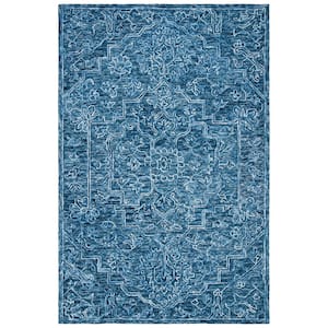 Metro Blue 8 ft. x 10 ft. Medallion Solid Color Area Rug