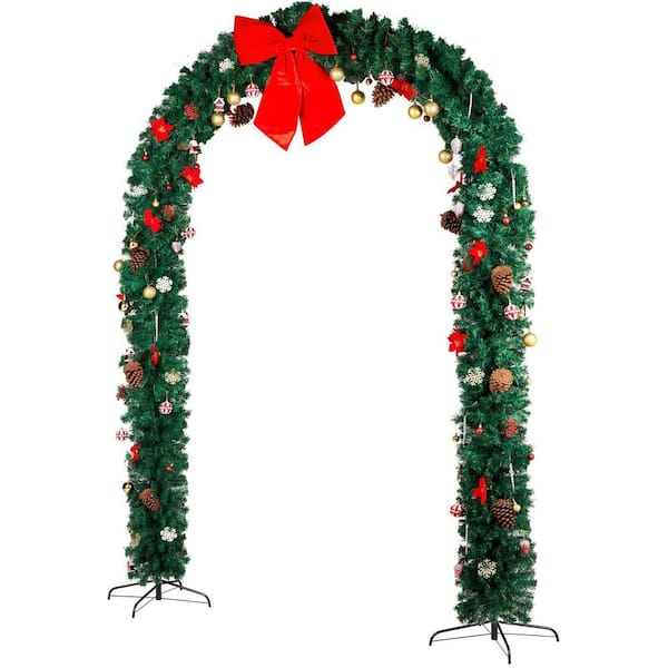 94.5 x 15.8 x 104.3 in. Christmas Arch Arbor Green PVC Arch with Ornaments for Holiday Indoor/Outdoor