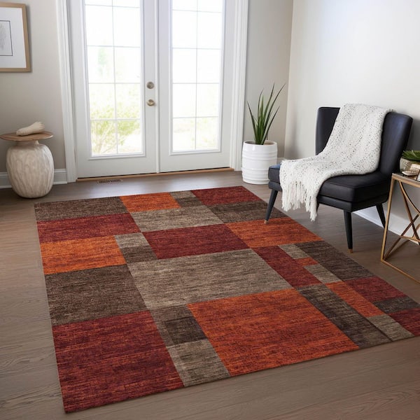 Chantille Machine Washable Indoor/Outdoor Abstract ACN1749 Chocolate 10 ft. x 14 ft. Area Rug