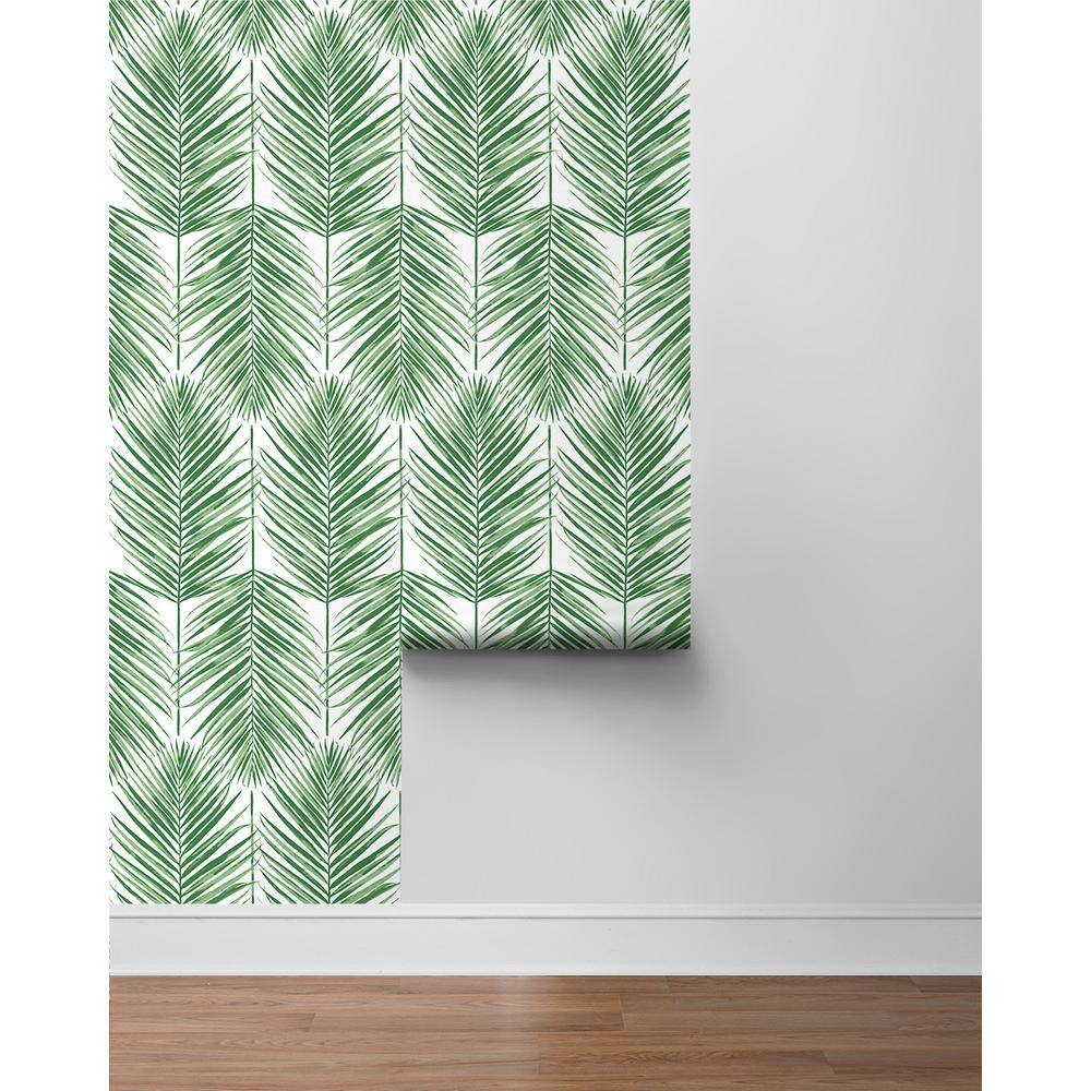 Green Palm Leaf Summer Boho-chic Prepasted Wallpaper