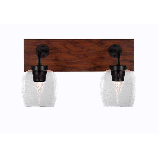 Unbranded Kirby 16.5 in. 2-Light Matte Black and Painted Wood-look Metal Vanity Light