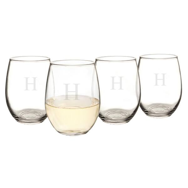Clear/Gold Cathys Concepts GD1120-4 Personalized Gold Dotted Stemless Wine Glass 