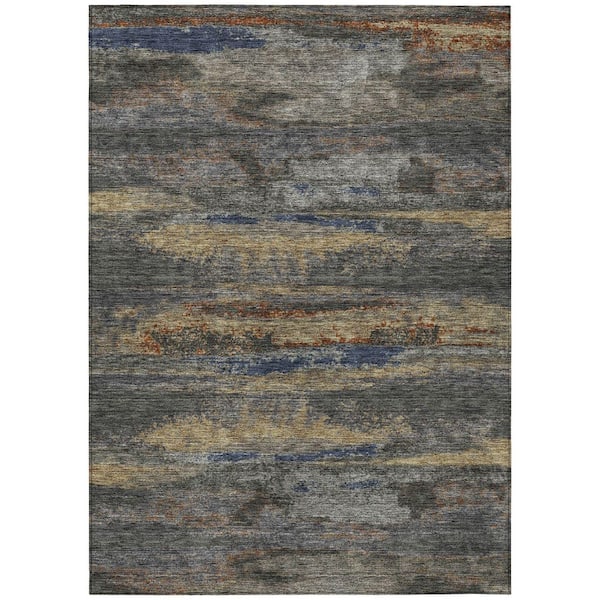 Chantille Machine Washable Indoor/Outdoor Abstract ACN942 Graphite 10 ft. x 14 ft. Area Rug