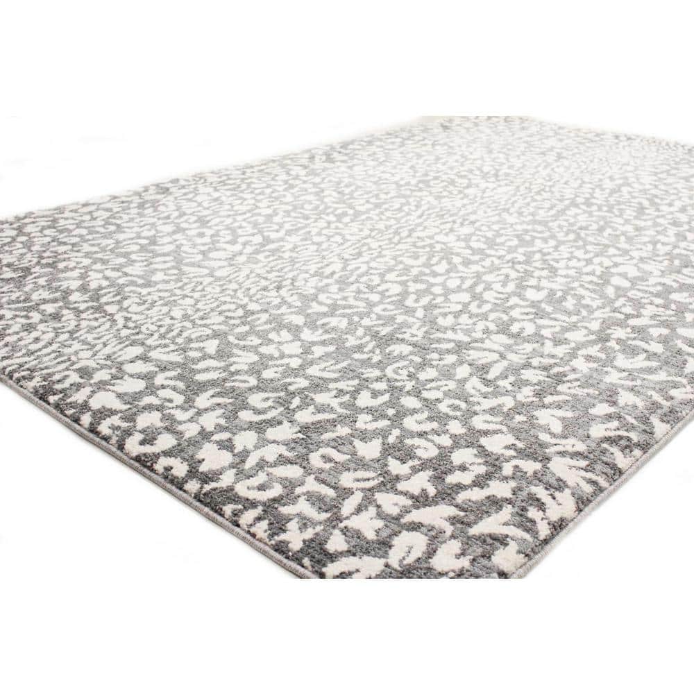 Gray Geometric Washable Synthetic Runner Rug 2'6" x 8'