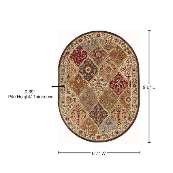 Tayse Rugs Elegance Floral Beige 7 ft. x 10ft. Oval Indoor Area Rug 5202  Ivory 7x10 Oval - The Home Depot