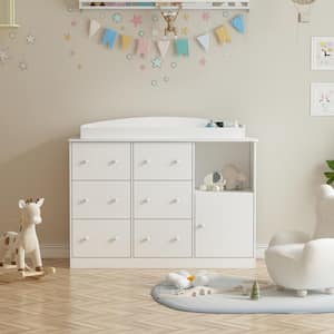 FUFU&GAGA White Wooden Accent Storage Cabinet with Multi-function, 59.1 ...