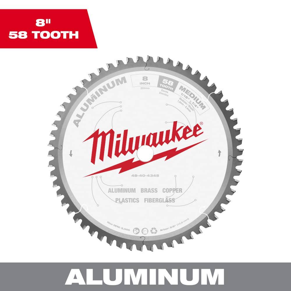 Milwaukee 8 in. x 58 Carbide Teeth Aluminum Cutting Circular Saw Blade 48404345 The Home Depot