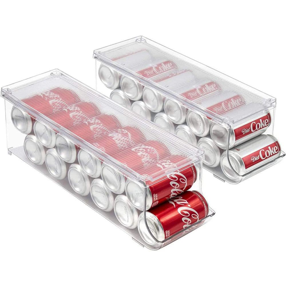 Clear Acrylic Stackable 12-Can Organizer with Lids, 2 Pack