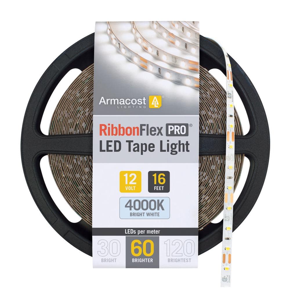 Armacost Lighting RibbonFlex Pro 12-Volt 16.4 ft. LED White Strip Light 60  LEDs/m Bright White (4000K) 152230 The Home Depot