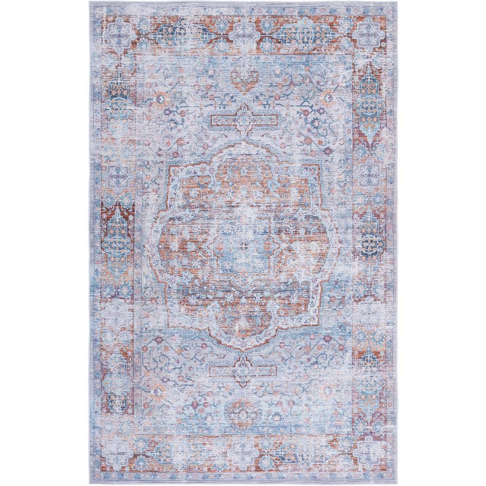 Elegant Blue Synthetic 9' x 12' Hand-Knotted Area Rug
