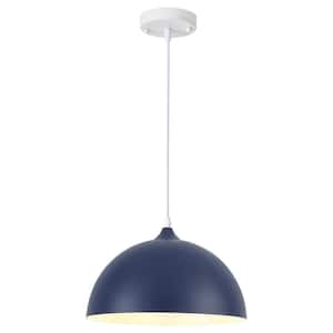 Danialah 1-Light Blue Industrial Farmhouse Single Pendant Light with Metal Dome Shade for Kitchen Island Dinning Room