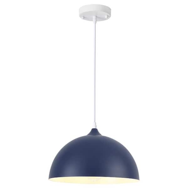 LWYTJO Danialah 1-Light Blue Industrial Farmhouse Single Pendant Light with Metal Dome Shade for Kitchen Island Dinning Room