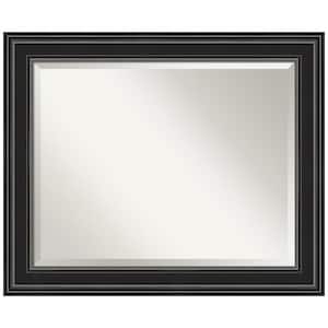 Medium Rectangle Satin Black Beveled Glass Modern Mirror (27.75 in. H x 33.75 in. W)