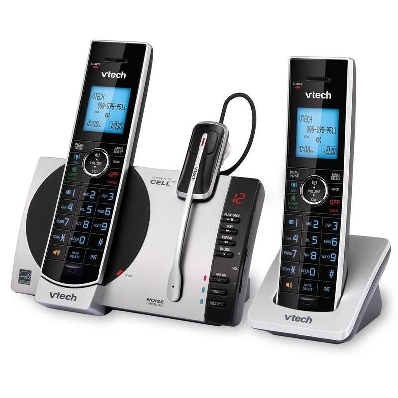 2-Handset and 1-Cordless Headset Expandable Cordless Phone with Connect to Cell and Answering System