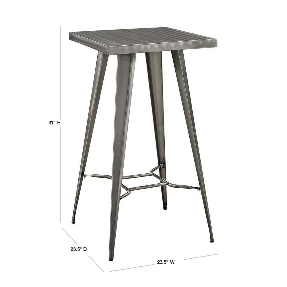 Gunmetal Gray Steel Square Bar Table