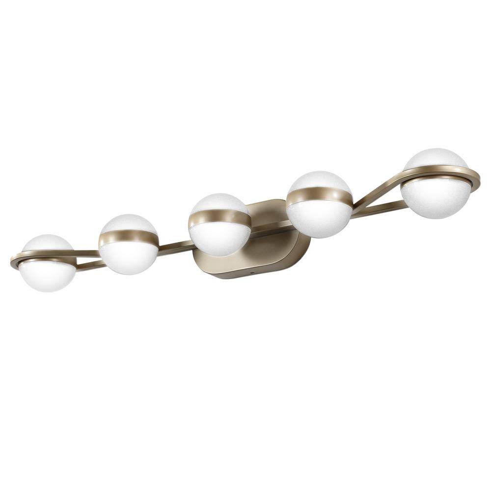 35.4 in. 5-Light Contemporary Gold Minimalist Barthroom Vanity Light with Acrylic Glass Shade and Dimmable price history on PriceWatchPro