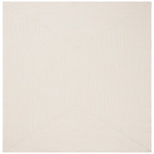 Braided Ivory/Beige 4 ft. x 4 ft. Solid Color Gradient Square Area Rug