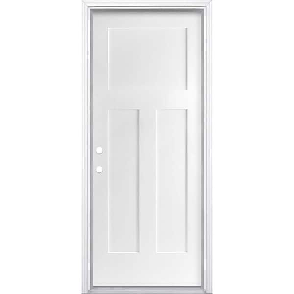 Masonite Winslow 32 in. x 80 in. Right-Hand/Inswing Primed White Smooth Fiberglass Prehung Front Door with Brickmold