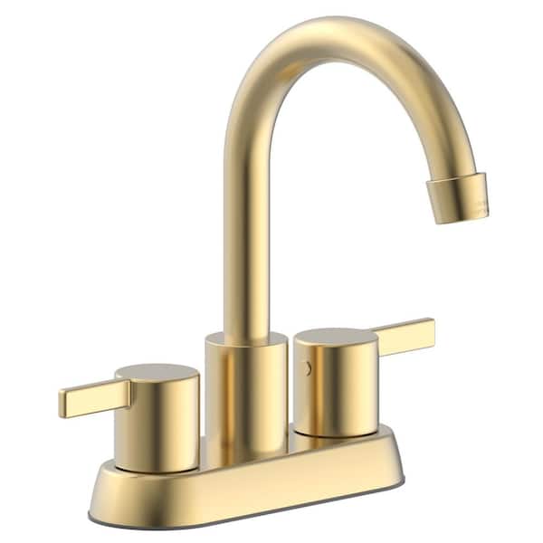 PRIVATE BRAND UNBRANDED Garrick 4 in. Centerset 2-Handle High-Arc Bathroom Faucet in Matte Gold