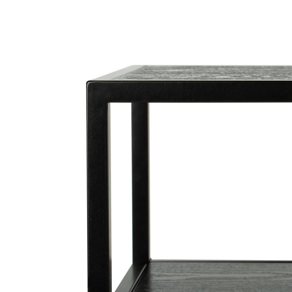 Reese Black Geometric Wood and Metal Console Table