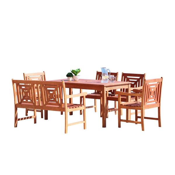 Vifah Malibu 6-Piece Wood Rectangle Outdoor Dining Set