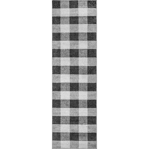 Aisha Buffalo Plaid Gray 2 ft. 5 in. x 9 ft. 6 in. Indoor Runner Rug