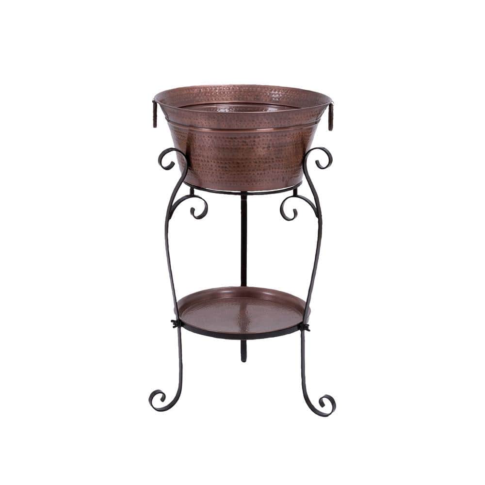XL Copper Finish Metal Ice Bucket with Stand
